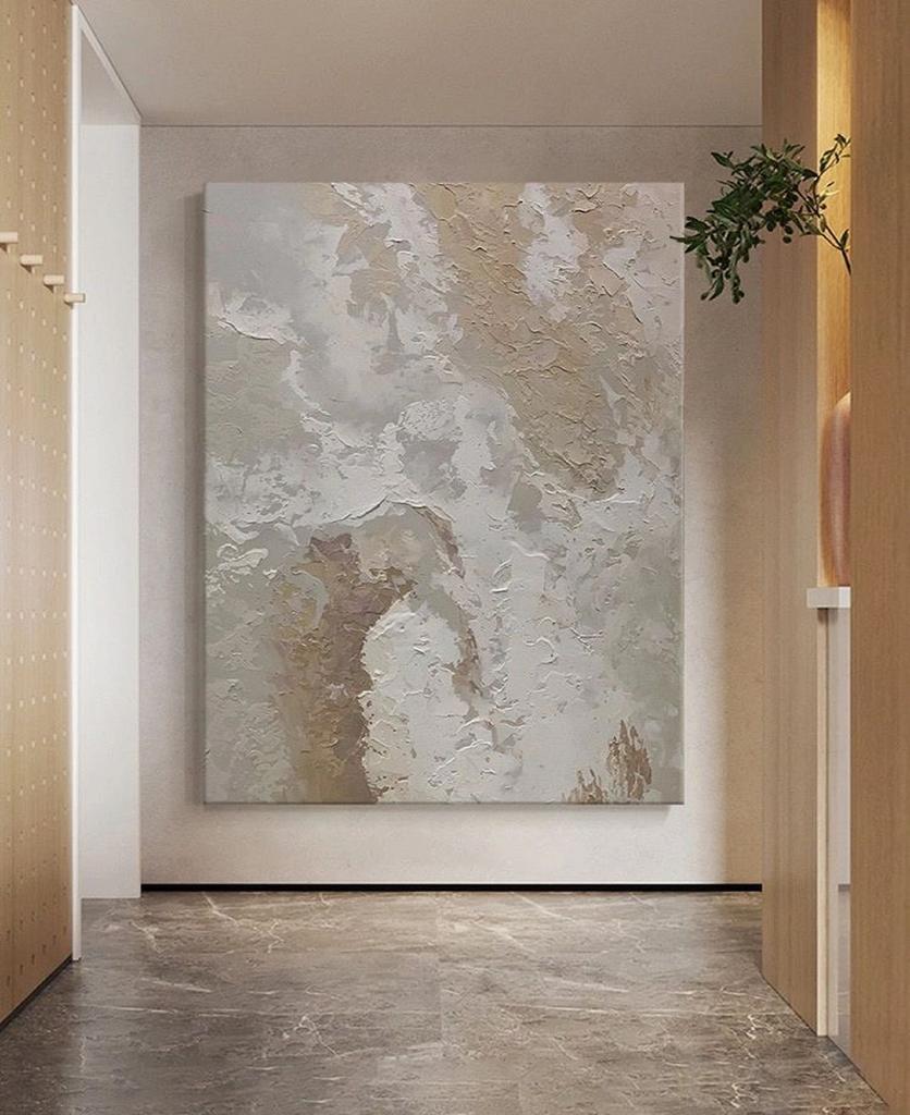 Бежевая белая картина ваби-саби текстура настенное искусство нейтральная белая абстрактная ручная живопись на холсте настенный декор для гостиной без рамки