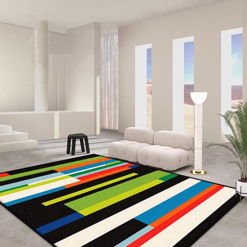 Французский стиль Простой черно-белый полосатый ковер Гостиная Украшение дома Спальня Прикроватный коврик Роскошный Кабинет Гардеробная Нескользящий коврик