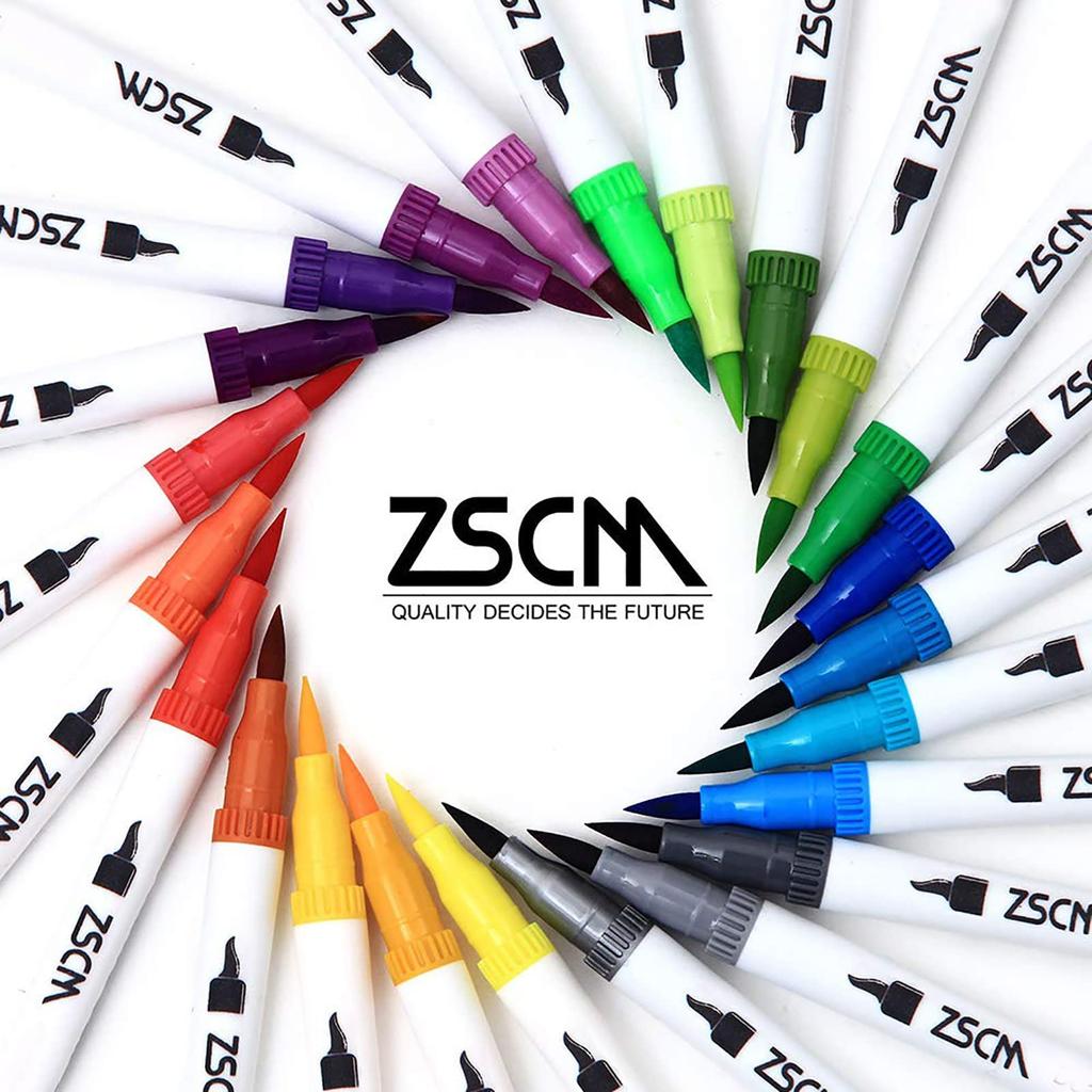 M ZSCM Color Pen 60 Color Set Watercolor Paint Brush Artist Painting Brush Fine Point Dual Tip Art Marker Pen Set Paintbrush Coloring Book Office