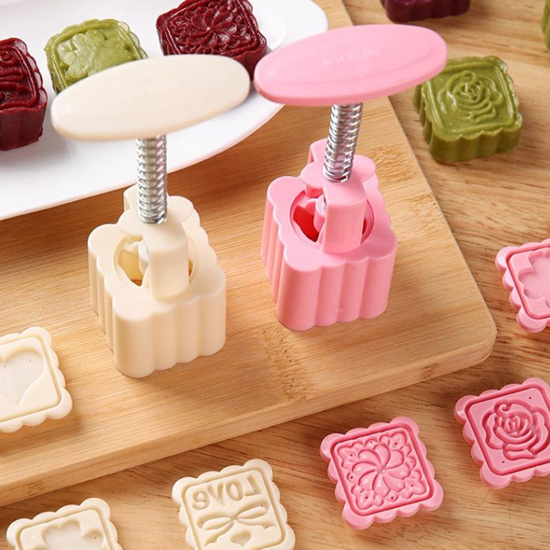 5Pcs/Set Chinese Style Mooncake Mold Hand Press Cake Mold Stamps Mid-Autumn Festival Pastry Mold Cake Decoration Baking Tools