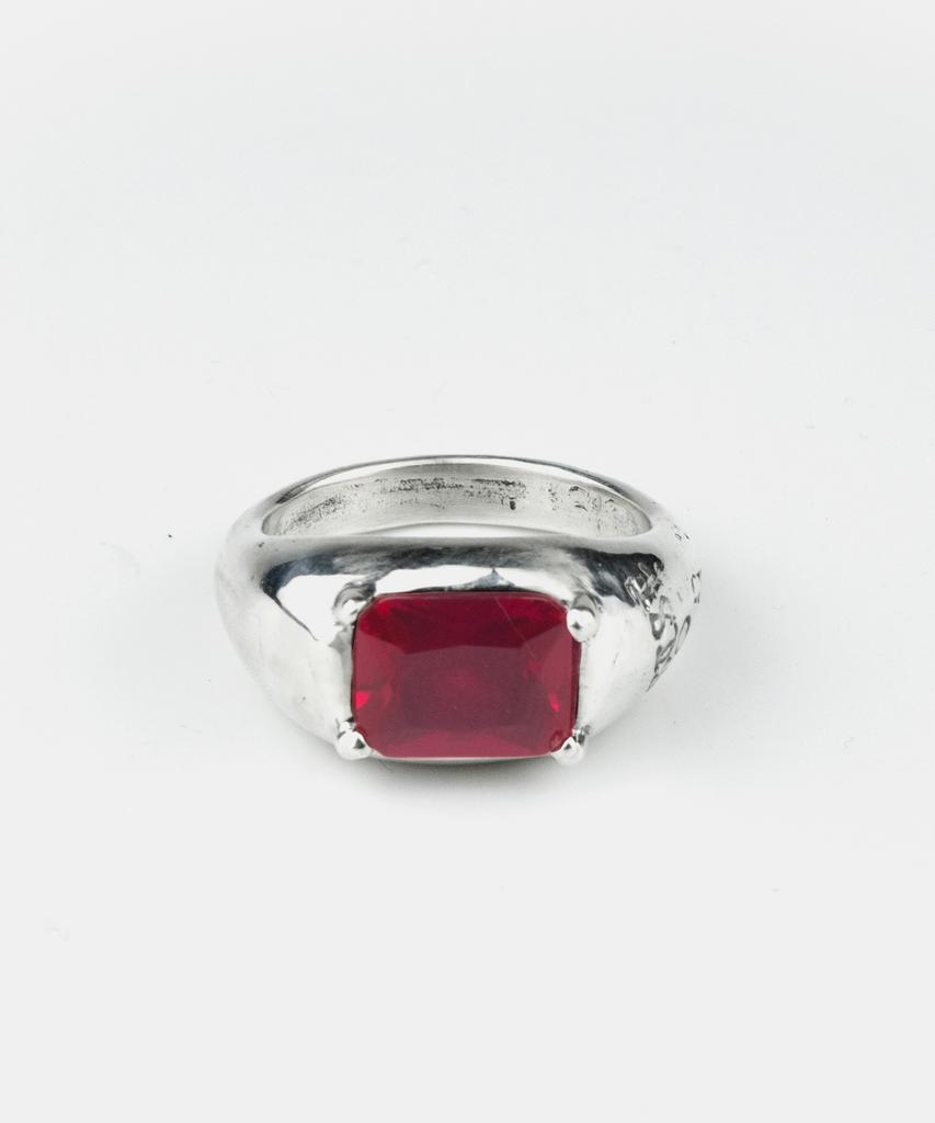Sheen666 Soft Block Silver Ring Red (Type A)