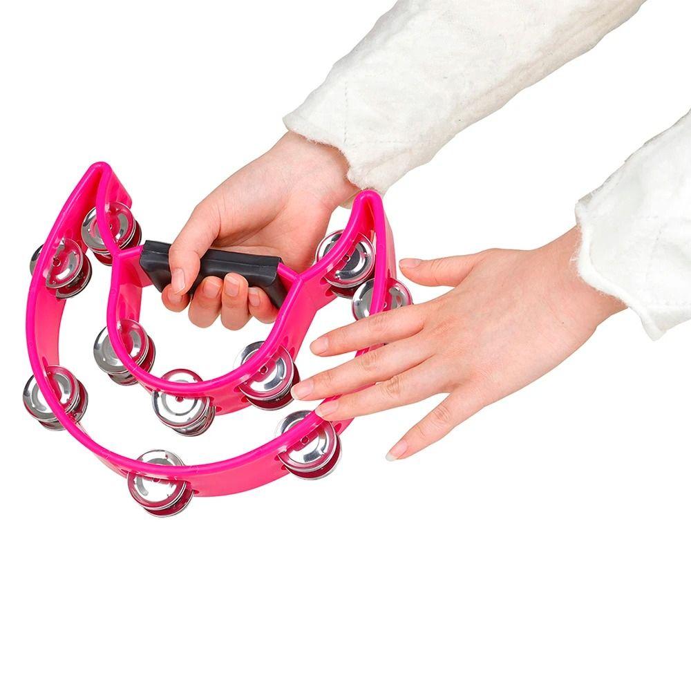 Educational Half Moon Handbell Double Layer Hand Ring Tambourine Orff Tambourine  Musical Gift