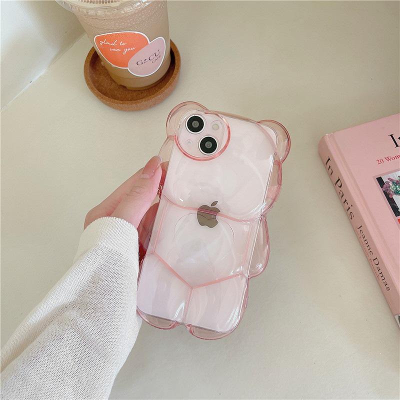3D мультяшный маленький медведь прозрачный чехол для телефона для iPhone 11/12/13/14/15/16/17 PRO MAX