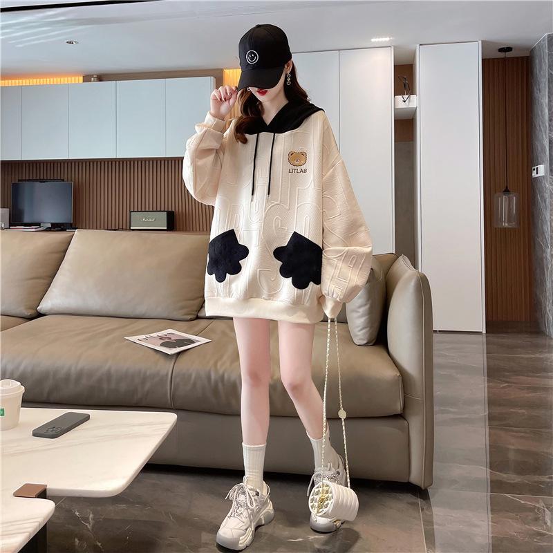 Женская повседневная куртка, осенняя корейская версия, свободная, простой дизайн, пальто с медведем, студенческая одежда в студенческом стиле, трендовые модные толстовки y2k