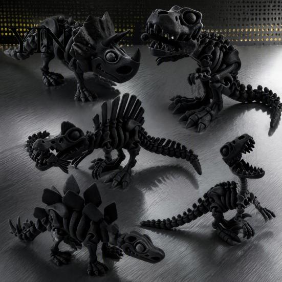 Уникальные подарки для домашнего декора 5 шт. 3D-печатное украшение-скелет динозавра, Преисторические фигурки с подвижными суставами, Коллекционные существа, Реалистичные шарнирные
