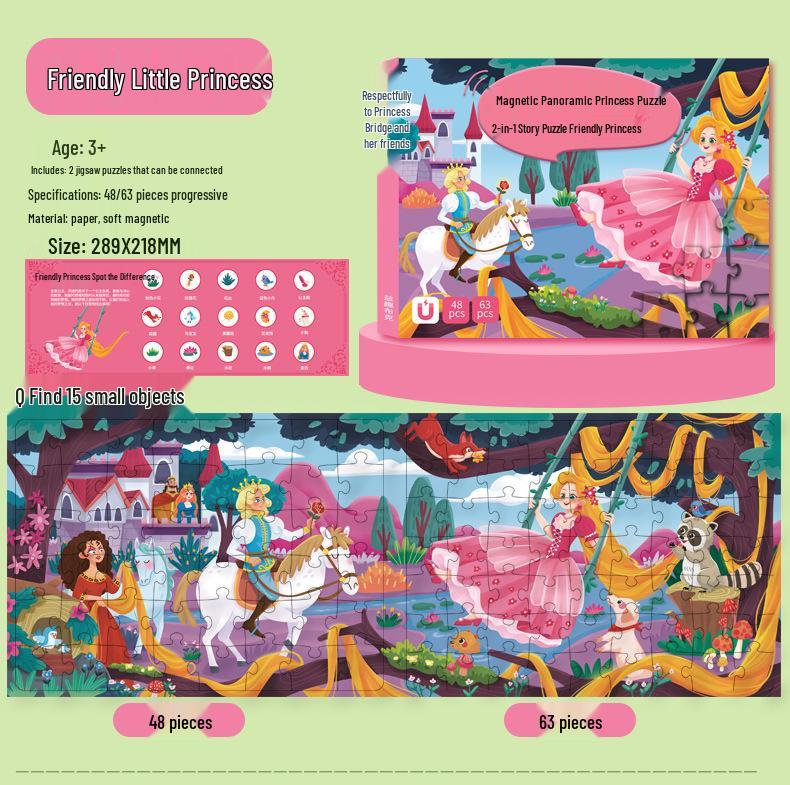 Princess Magnetic Puzzle for Girls Ages 3 and Up - Educational Toy Gift