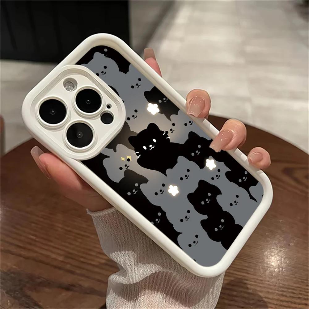 Милый мультяшный кот Силиконовый чехол для телефона Для iPhone 17 16 15 14 13 12 11 Pro Plus Max 17 Air 16 E Ударопрочный Мягкий Бампер Задняя крышка