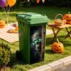 Outdoor Festive Atmosphere Decor Halloween Wall Stickers Trash Can Decal Stickers, Spooky Skull Ghost Horror for Bins Decals Garbage Cans, Waterproof
