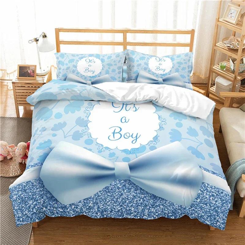 3D Printed Bow Pink Comfortable Duvet Quilt Cover Pillowcase Bedding Set Children Bedroom Decoration Home Textile