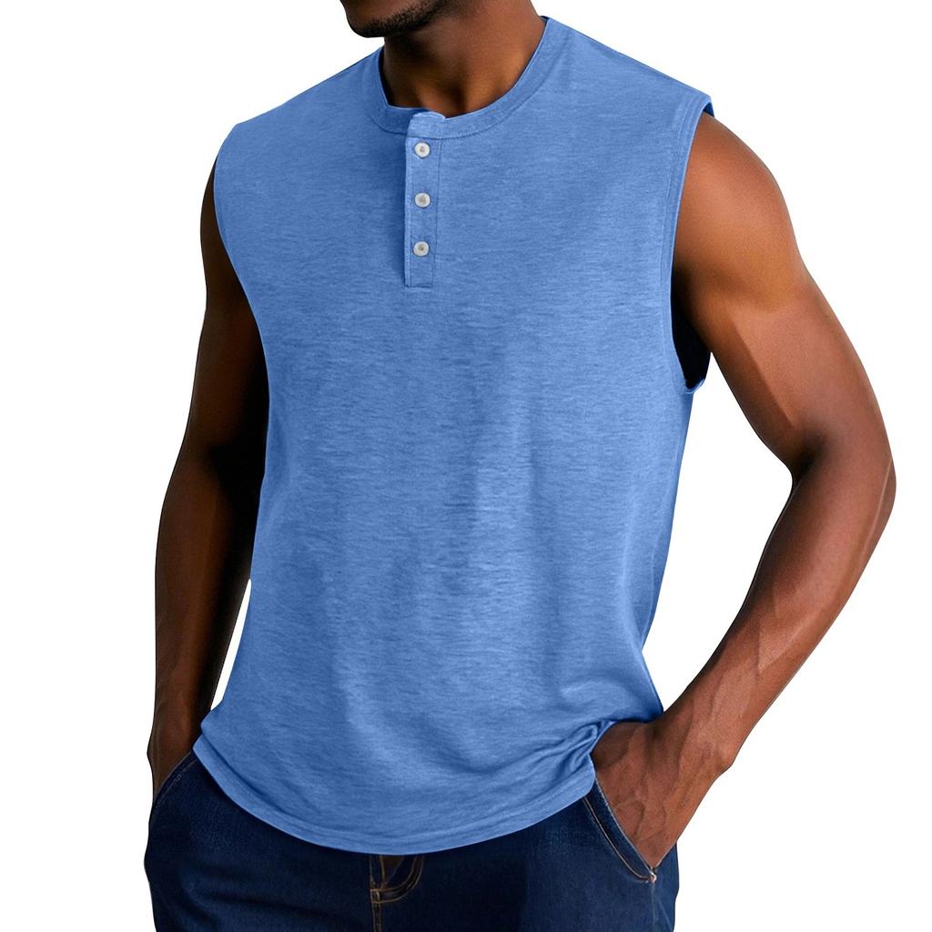 Men's Summer Solid Color Sports Buttons Vest Men's Sports Casual Vest