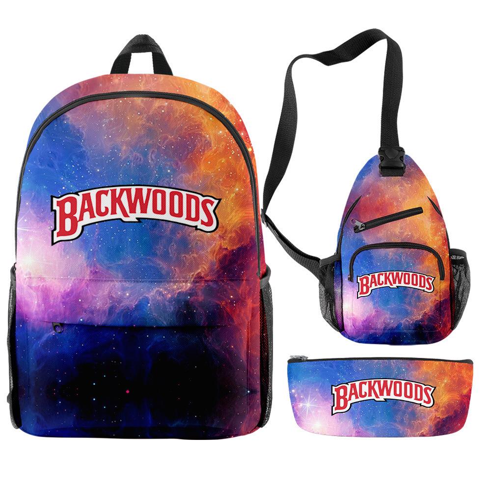 Backwoods Cigar 3D Цифровая Печать Модный Кампус Уличный Рюкзак Набор из Трех Предметов
