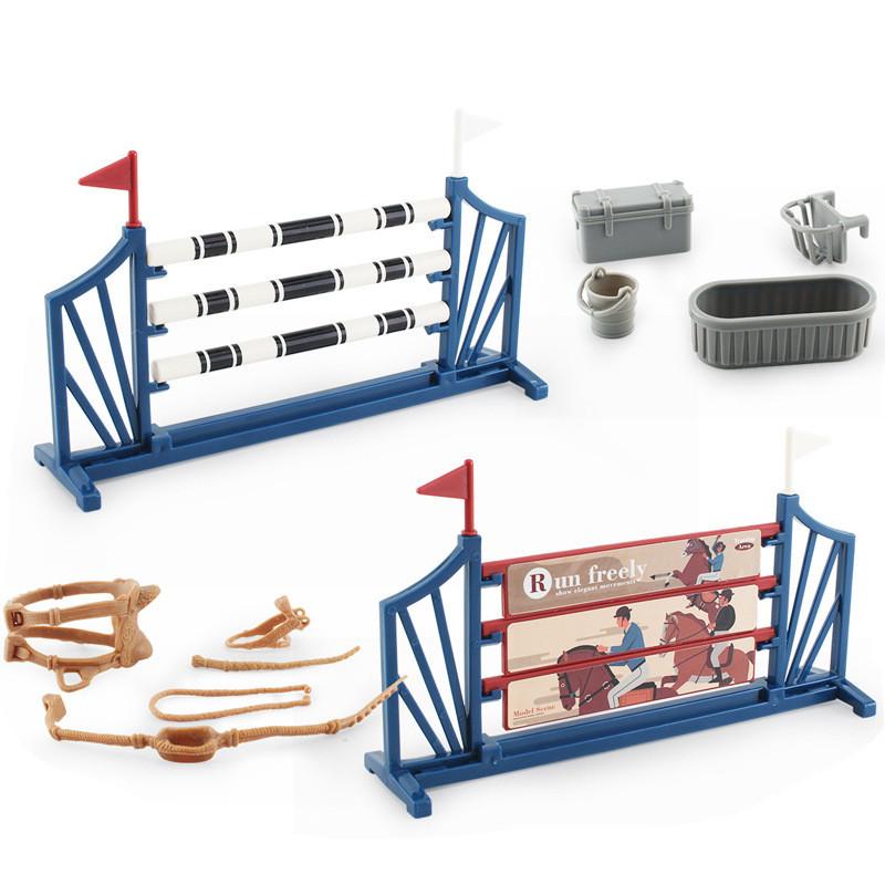 Realistic Plastic Farm Scene Decoration Set With Saddle Barn Pavilion Trough And Fence Models