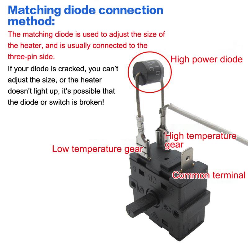 Electric Room Heater Gear Position Switch Accessories 3 Pin 5Pin Rotary Switch Selector Ac 250V 16A