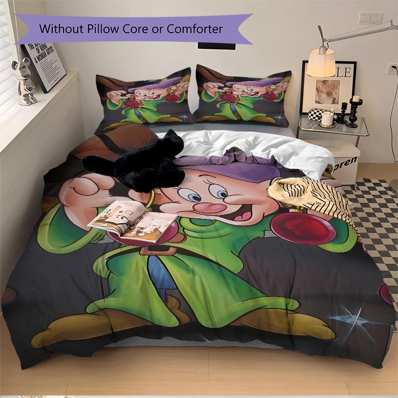 3pcs Dopey Quilt Cover Set - Soft and Cozy Bedroom, Guest Room and Dorm Decorative Bedding 3-Piece Set 1 Quilt Cover + 2 Pillow Shams.S032