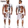 YUHA,Tiger King 3D Printed Men's T-shirt+Shorts Suit Unisex Cool Animal Summer O-Neck Tops Men/Women Couple Sport Wear Tracksuit