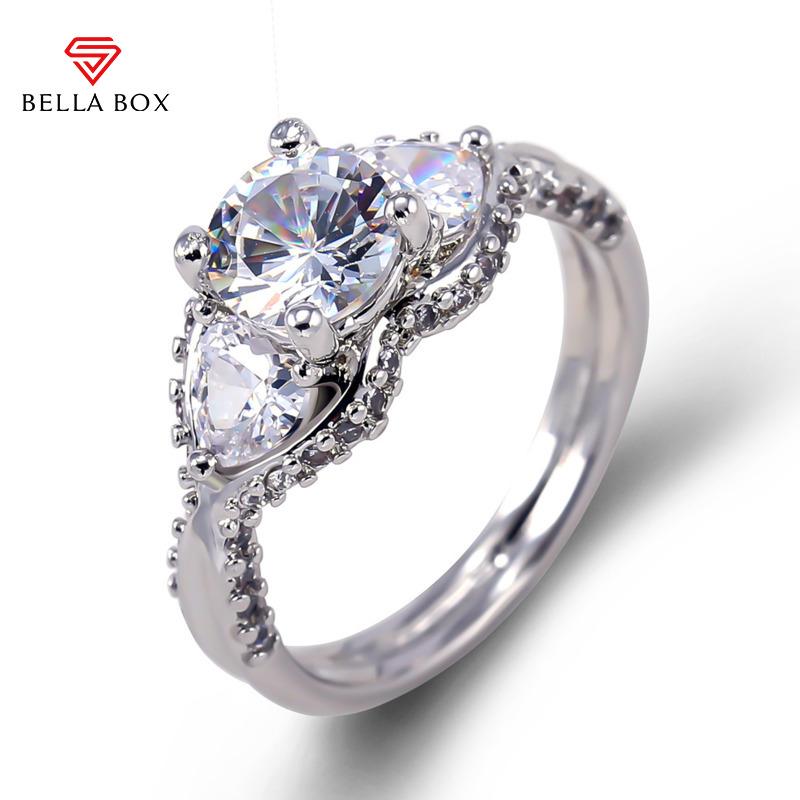 BELLA BOX Модные женские кольца в контрактном стиле, блестящие белые циркониевые нежные аксессуары для вечеринок, женские эстетические украшения