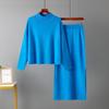 Women's Autumn Loose Fashion Two Piece Set Sweater Solid Color All Match Skirt Sets