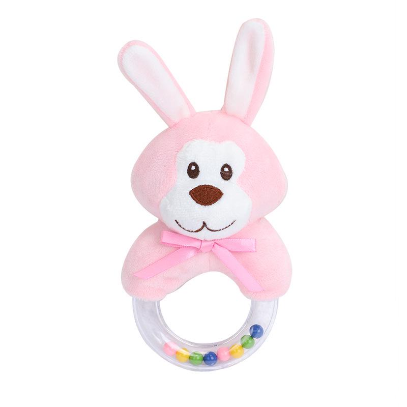 BBSKY Детская плюшевая погремушка-игрушка в виде животного с разноцветными бусинами и круглой ручкой