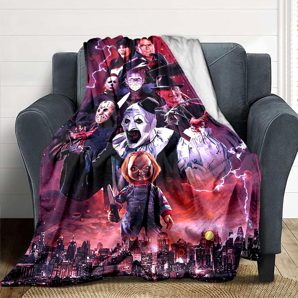 1Pc Horror Puppet Scene Blanket For Couch Bed Plush Cozy Fuzzy Blanket Super Soft Warm Blankets For Fall And Winter 0918141