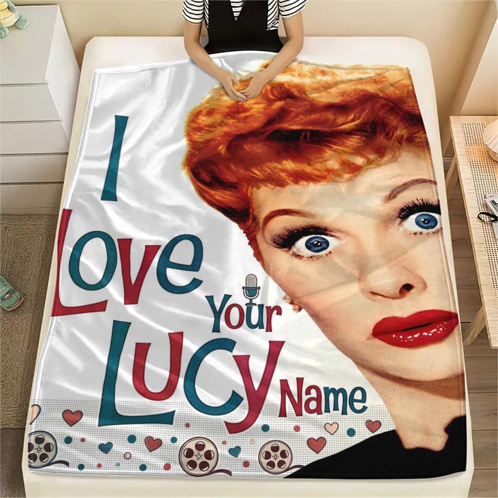 1PC Love Lucy Comics Custom Name Patterned Flannel Blanket Suitable For All Seasons For Home Decor Warmth And Comfort Gifts Holiday Present