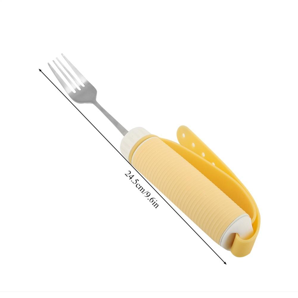 Silicone Handle Anti Tremor Fork Metal Main Adaptive Fork Anti Drop Aid Fork Self Feeding