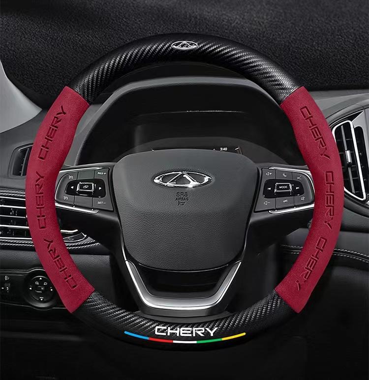 Для Chery Tiggo 3 4 5 7 Pro 8 Plus Arrizo 7 GX 5x EQ7 Fulwin 2 Eastar A3 A5 Автомобиль 3D Логотип Замша Углеродное волокно Чехол на руль