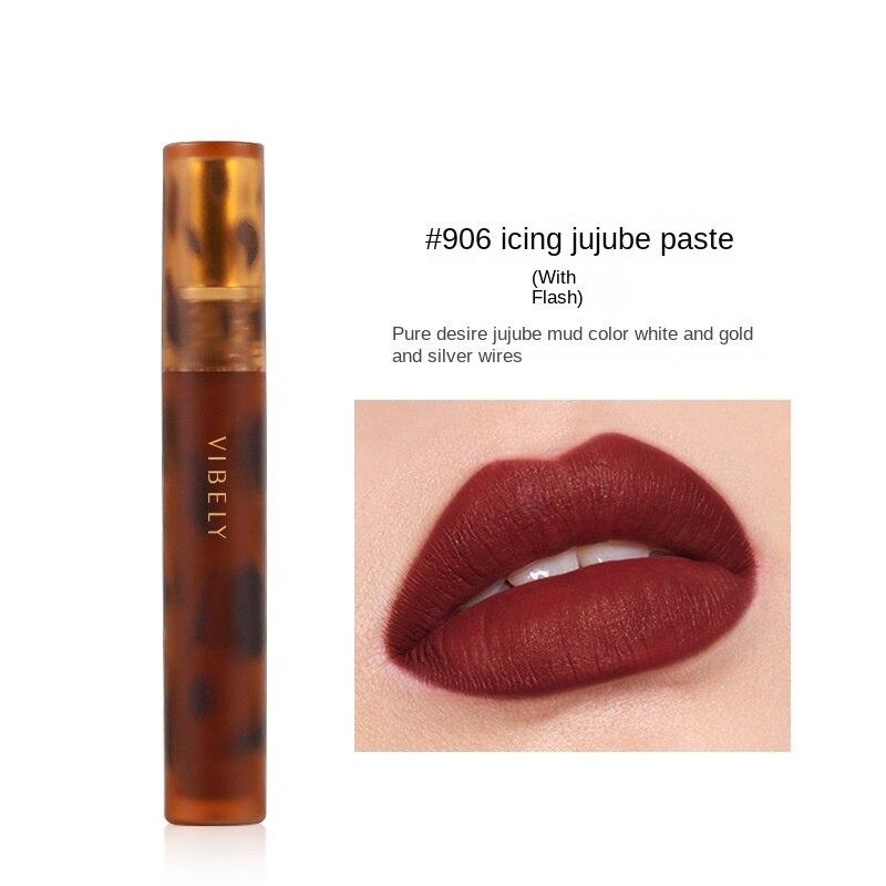 VIBELY Matte Amber Lip Glaze Антипригарная губная помада Amber Leopard Lip Glaze