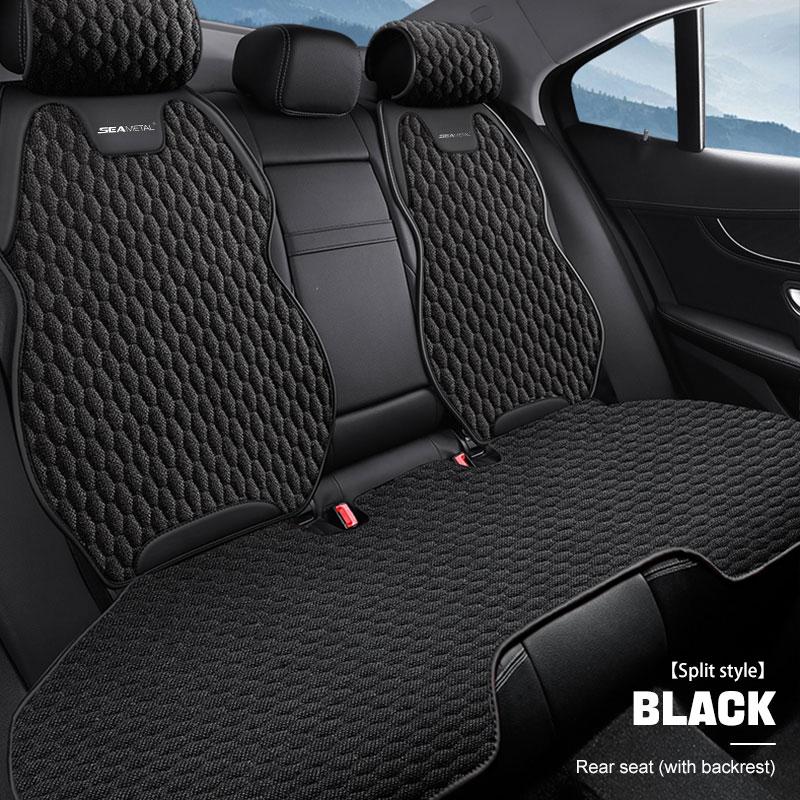SEAMETAL Flax Car Seat Cover Front/ Rear Linen Fabric Cushion Breathable Protector Mat Pad Universal For Most Truck SUV Van