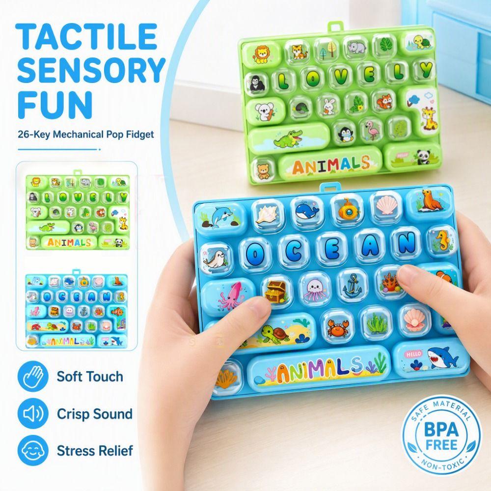 Creative Fingertip Button Keyring Cute Fidget Toy Funny 26 Keyboard Keychain Couple Gift