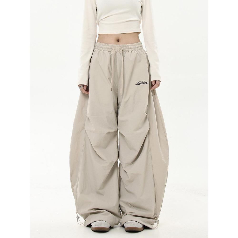 Большие потертые женские брюки, винтажные плиссированные широкие брюки, теплые зимние мешковатые черные брюки, повседневные джоггеры в стиле Харадзюку