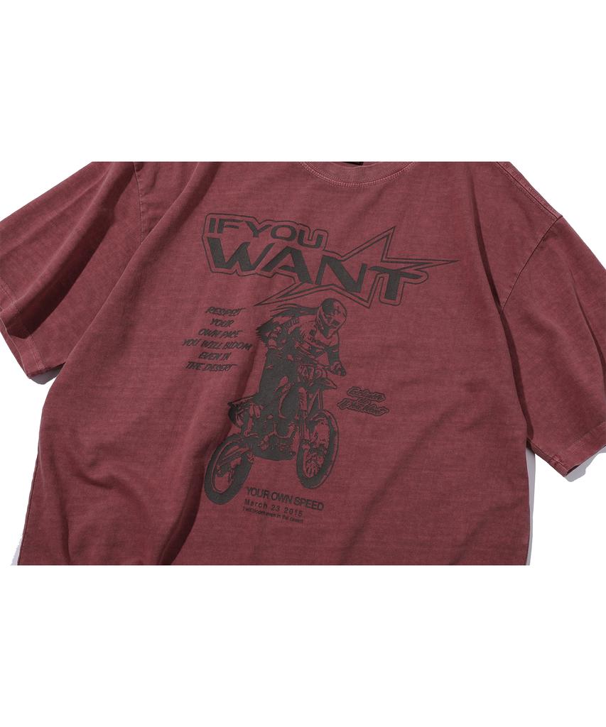 IFYOUWANT Motorcycle Pigment Tee Dusty Pink