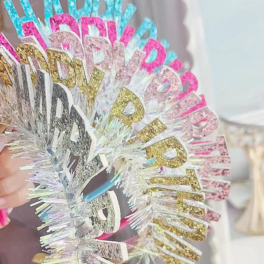 Красочный мигающий ободок 'С днем рождения' для детей - Праздничный аксессуар для нарядной вечеринки