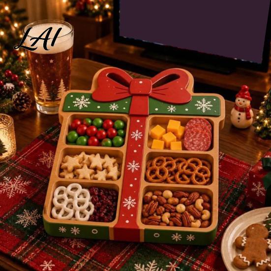 Snack Container for Dormitories Christmas Serving Tray Divided Holiday Appetizer Platter Cute Snowman/Tree/Penguin/Cow Shaped Party Supplies