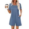 Womens Casual Short Sleeve Jumpsuit Fashion Top Jumpsuit Shorts Rompers With Pockets