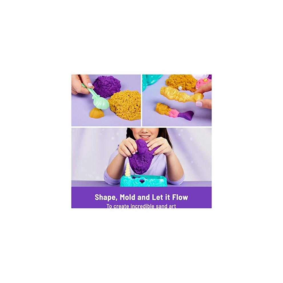 Kinetic Sand, Mermaid Crystal Playset, 481g of Play Sand, Gold Shimmer Sand, Storage and Tools, Sensory Toys for Kids Aged 3 and up