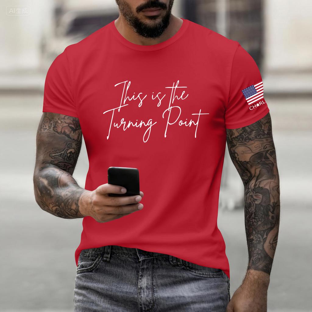 Fashionable Round Neck Short Sleeve Work Clothes Printed Tops For Mens Summer Tops