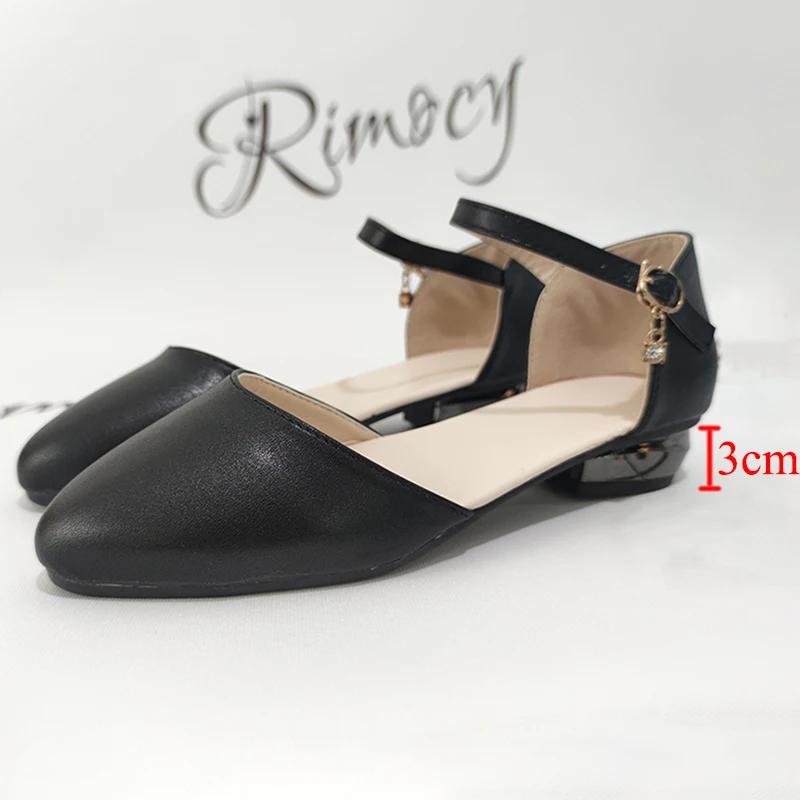 Fashion Comfortable Square Heels Office Ladies Working Shoes Soft Pu Leather Low Heel Pumps Women Ankle Strap Classic Black Shoes Woman