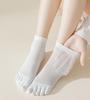 INS Летние Тонкие Носки с Пятью Пальцами для Женщин Дышащие Ажурные Сетчатые Носки до Щиколотки Однотонные Хлопковые Носки Женские Носки с Раздельными Пальцами