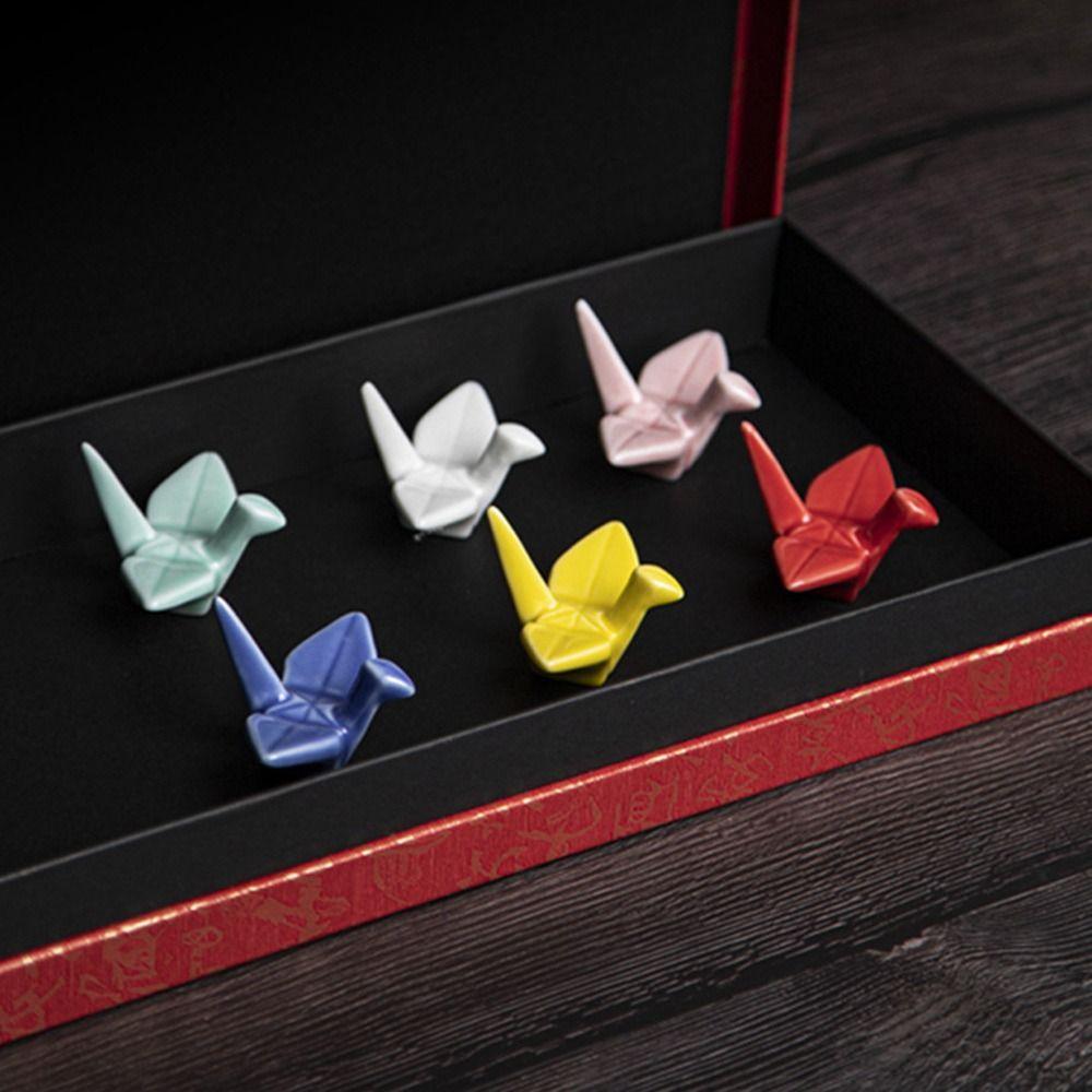 1pcs Desktop Decor Ornament Chopstick Holder Paper Crane Shape Chopsticks Pillow Desktop