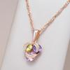 Personality Colorful Zircon Women Pendant Necklace Fashion Golden Lucky Girl Accessories Costume Jewelry