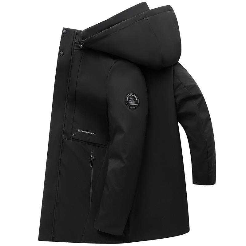 Мужские зимние ветрозащитные теплые куртки средней длины. Новое деловое повседневное пальто с капюшоном и съемной подкладкой из искусственного меха. Утепленная верхняя одежда для мужчин.