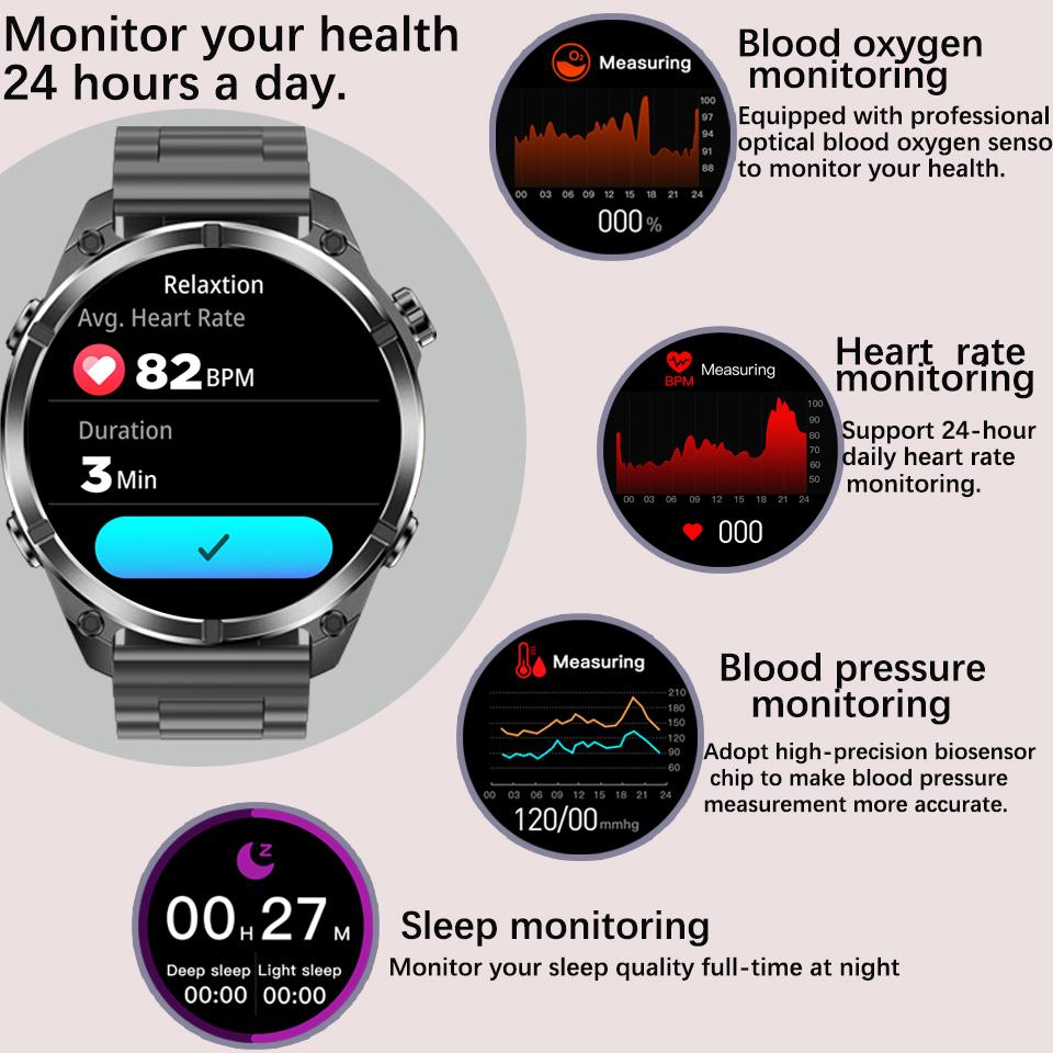 Мужские смарт-часы SACOSDING с экраном AMOLED 1,43 дюйма, разрешением 466*466 HD, многофункциональным спортивным режимом, Android iOS, универсальные смарт-часы