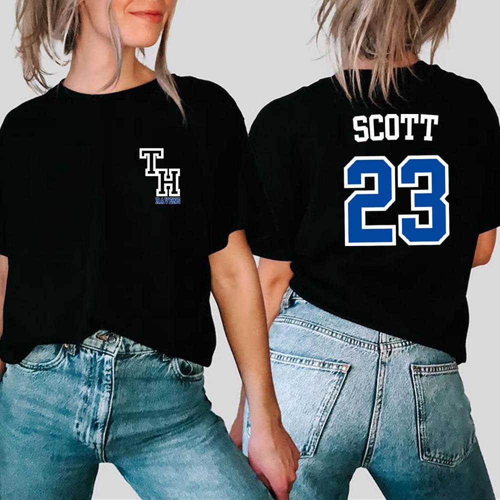 TREE HILL RAVENS Scott 23 Tshirt One Tree Hill Merch Nathan Scott Shirt North Carolina Tees Tv Show OTH Merch 2 Side Print Tops