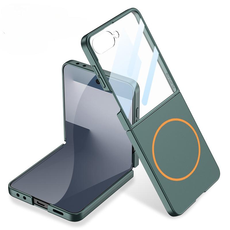 Роскошный Тонкий Матовый Чехол Magsafe для Samsung Galaxy Z Flip 7 Flip7 ZFlip7 Со Встроенной Защитой Экрана Чехол Полной Защиты