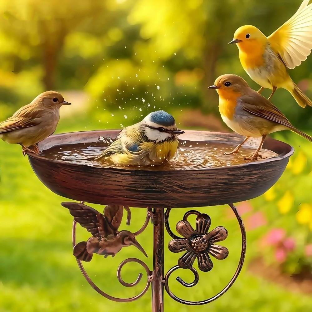 Heavy Duty Metal Bird Feeder Five Prongs Base Feeding Stations Vintage Outdoor Bird Bath Patio