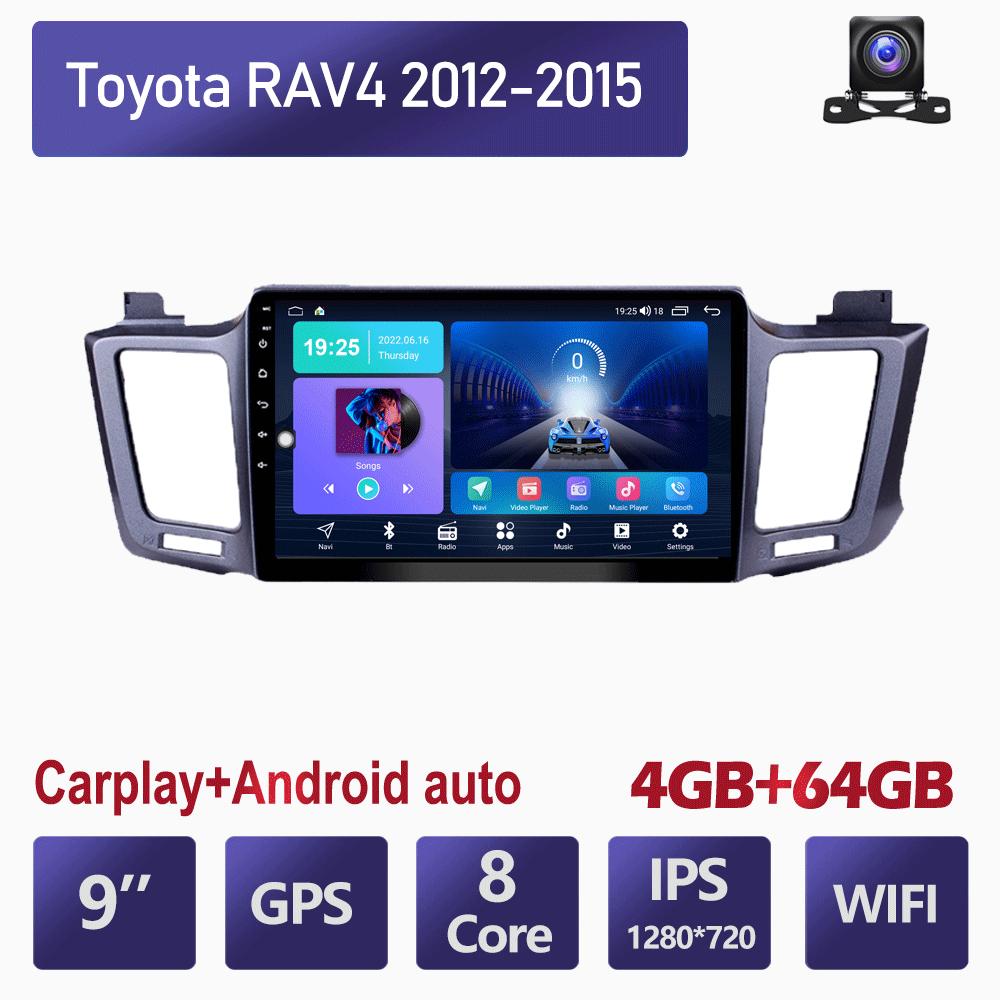 Автомобильный мультимедийный плеер Android 2 Din для Toyota RAV4 2012-2015, головное устройство, стерео Carplay, GPS-навигация, BT, WIFI, 4 + 64 ГБ