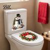 Snowman Toilet Seat Sticker Christmas Wreath Sticker, Peel And Stick Bathroom Decor Removable Cover Decal, Waterproof Lid Wall for Holiday Decals