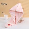 Quick Dry Hair Bonnet for Shower Coral Fleece Towel Wrap with Button, Thick Super Drying Absorbent Turban, Cap Long Bath Accessories Wet