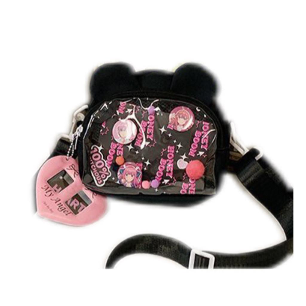 Transparent Bear Ears Bag With Polyester Interior For Students And Casual Outings
