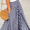 Женская юбка-макси с эластичной высокой талией и клетчатым принтом, юбка-трапеция с карманами, большой подол, ретро-юбка, уличная одежда